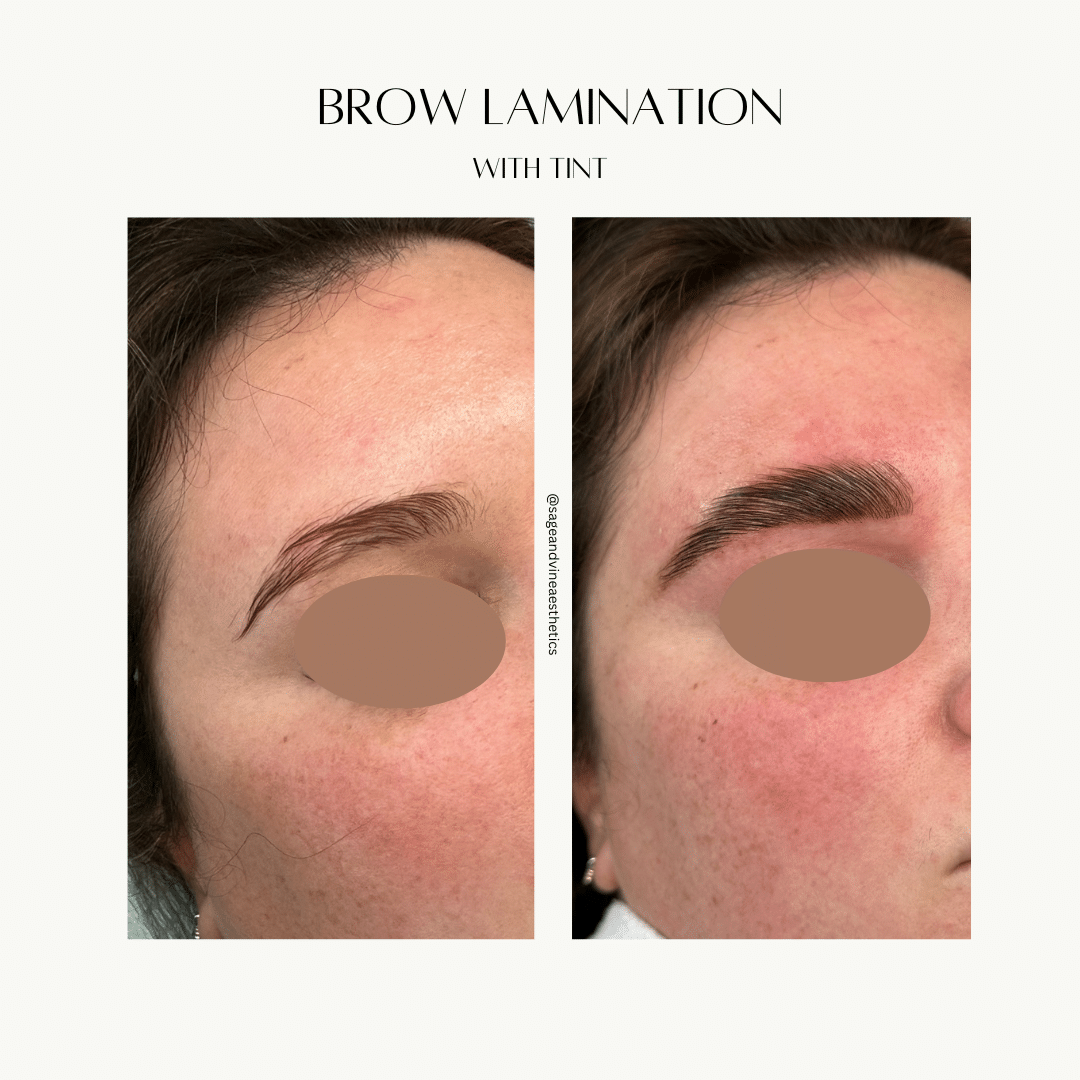 Before and After Image: Brow Lamination with Tint - front